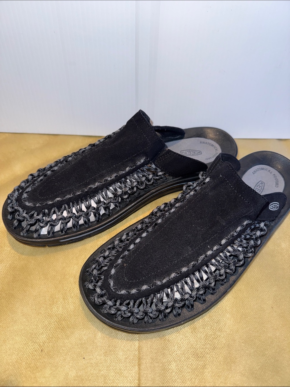Keen Black Woven Slip-On Mule Loafers